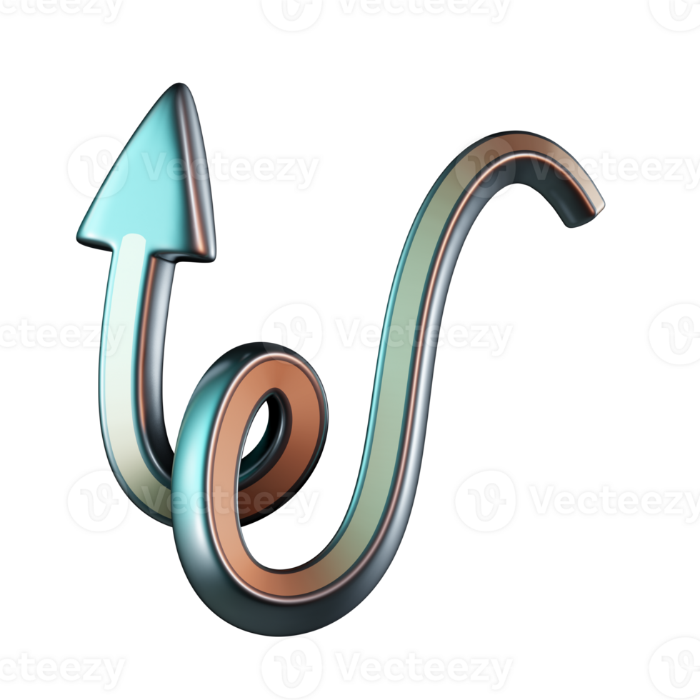 Vertical Loop S Curve Arrow Pointing Up 3D Icon png