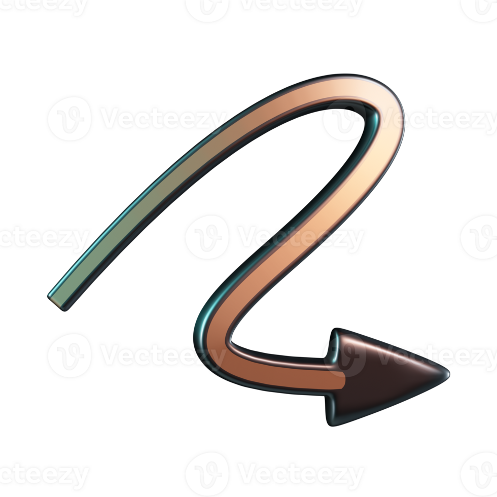 Deep Reverse Curve Arrow Pointing Right 3D Icon png