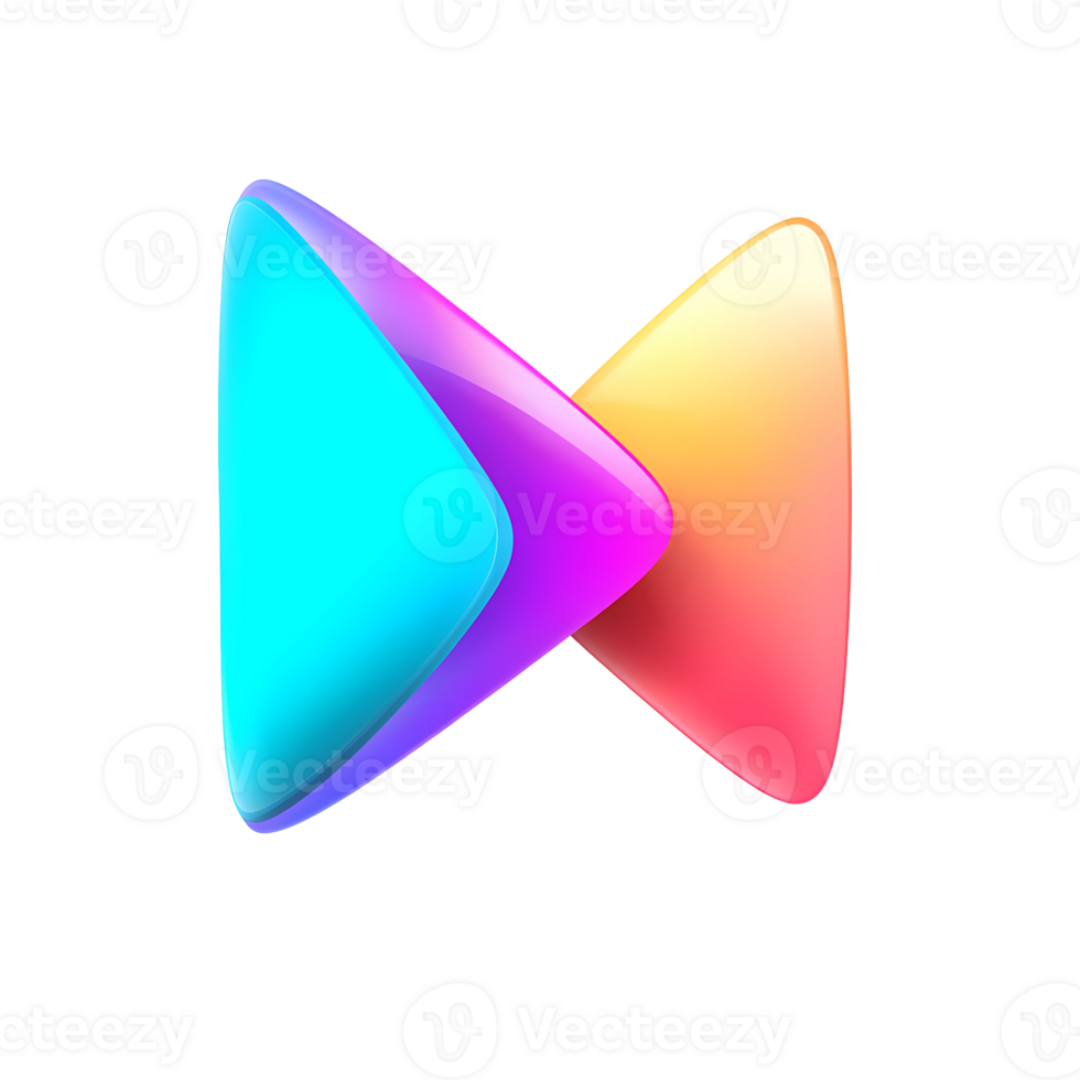 Colorful abstract play button shape with gradient ideal for design on transparent background png