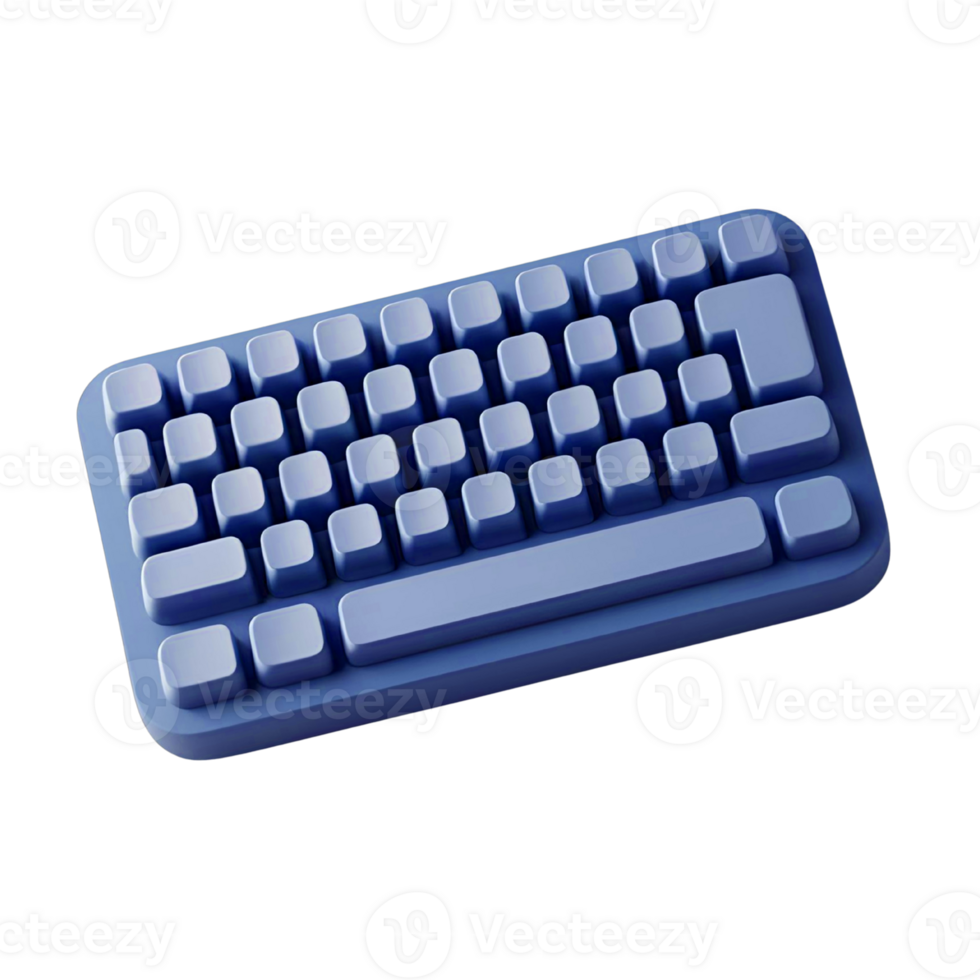 bleu 3 ré rendre compact clavier clés isolé sur une transparent Contexte image png