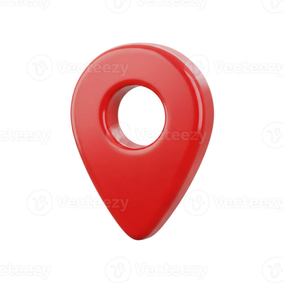 Red 3D Map Pointer Icon Location Marker isolated on a transparent background 3D icon png