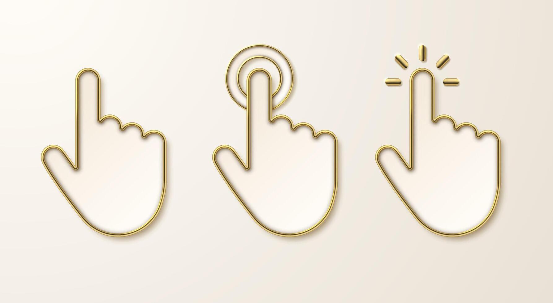 Three hand icons with different gestures vector
