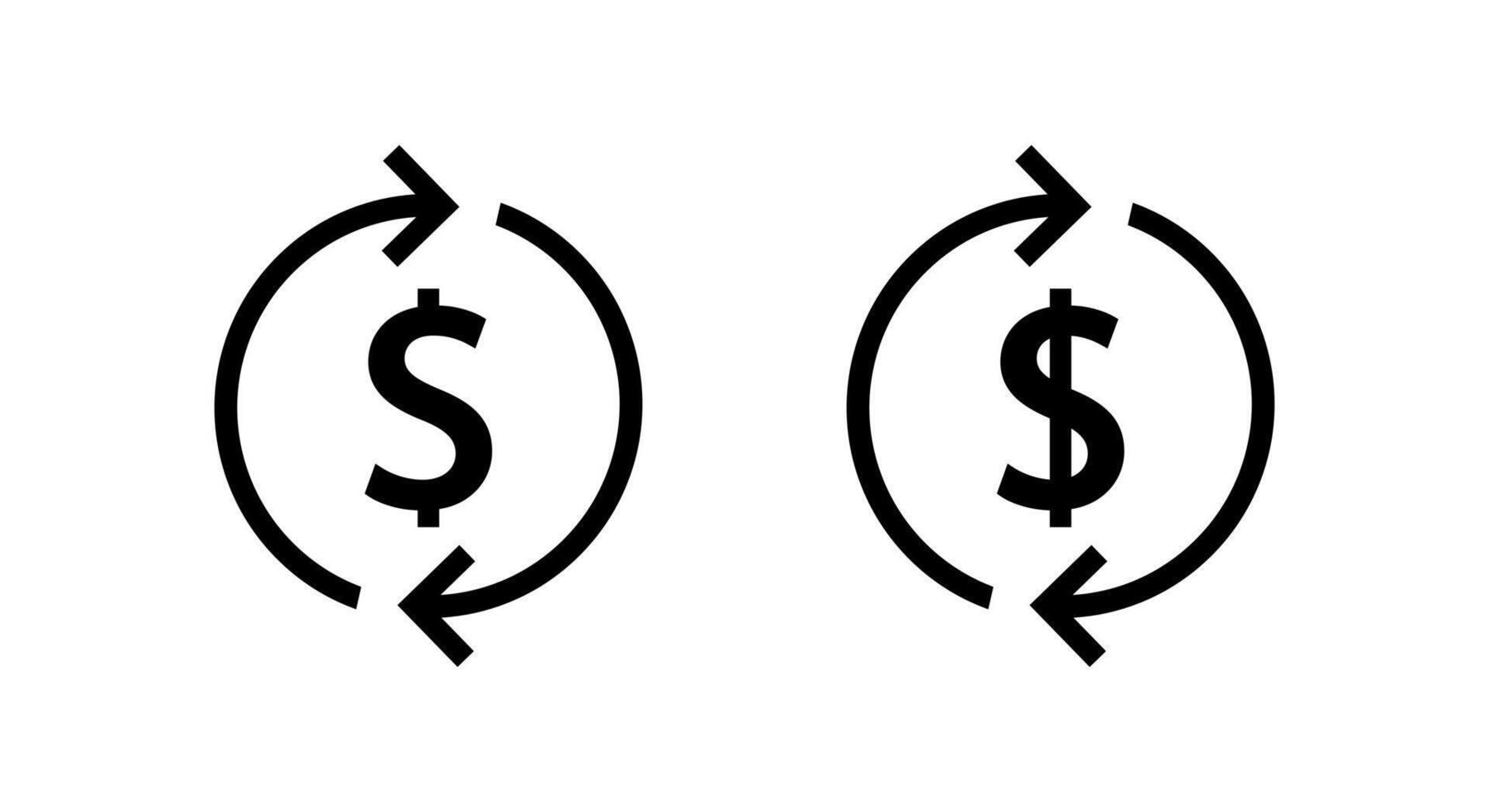 Dollar exchange loop icon. Money sign with circular arrow symbol. Currency flow cycle concept vector