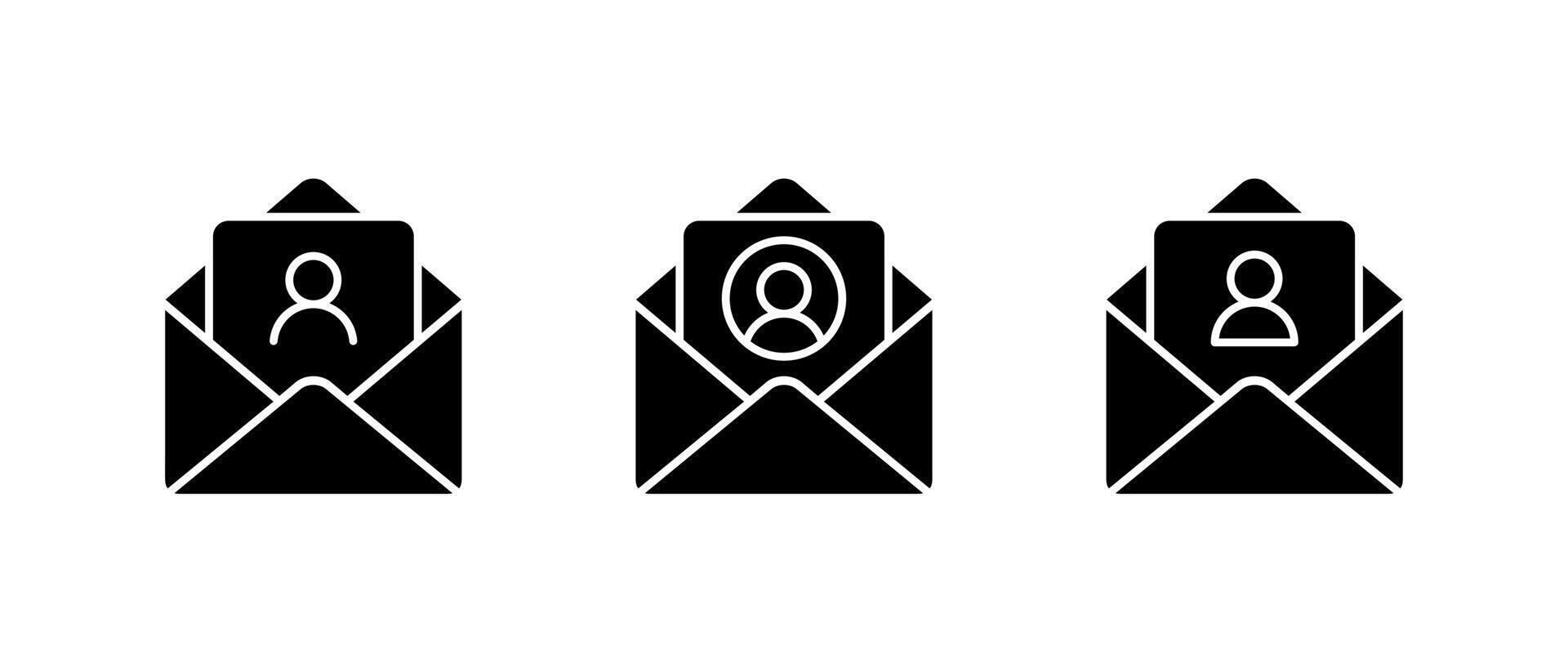 Avatar profile email icon. Open envelope with user account symbol vector