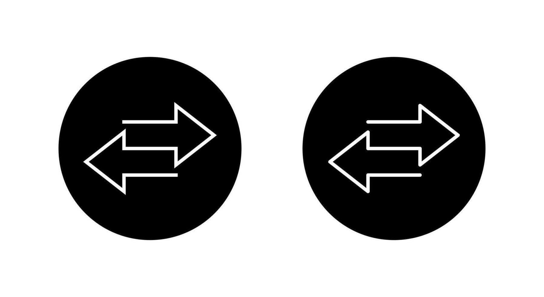 Exchange arrow icon in black circle. Two way arrows symbol. Data transfer sign vector