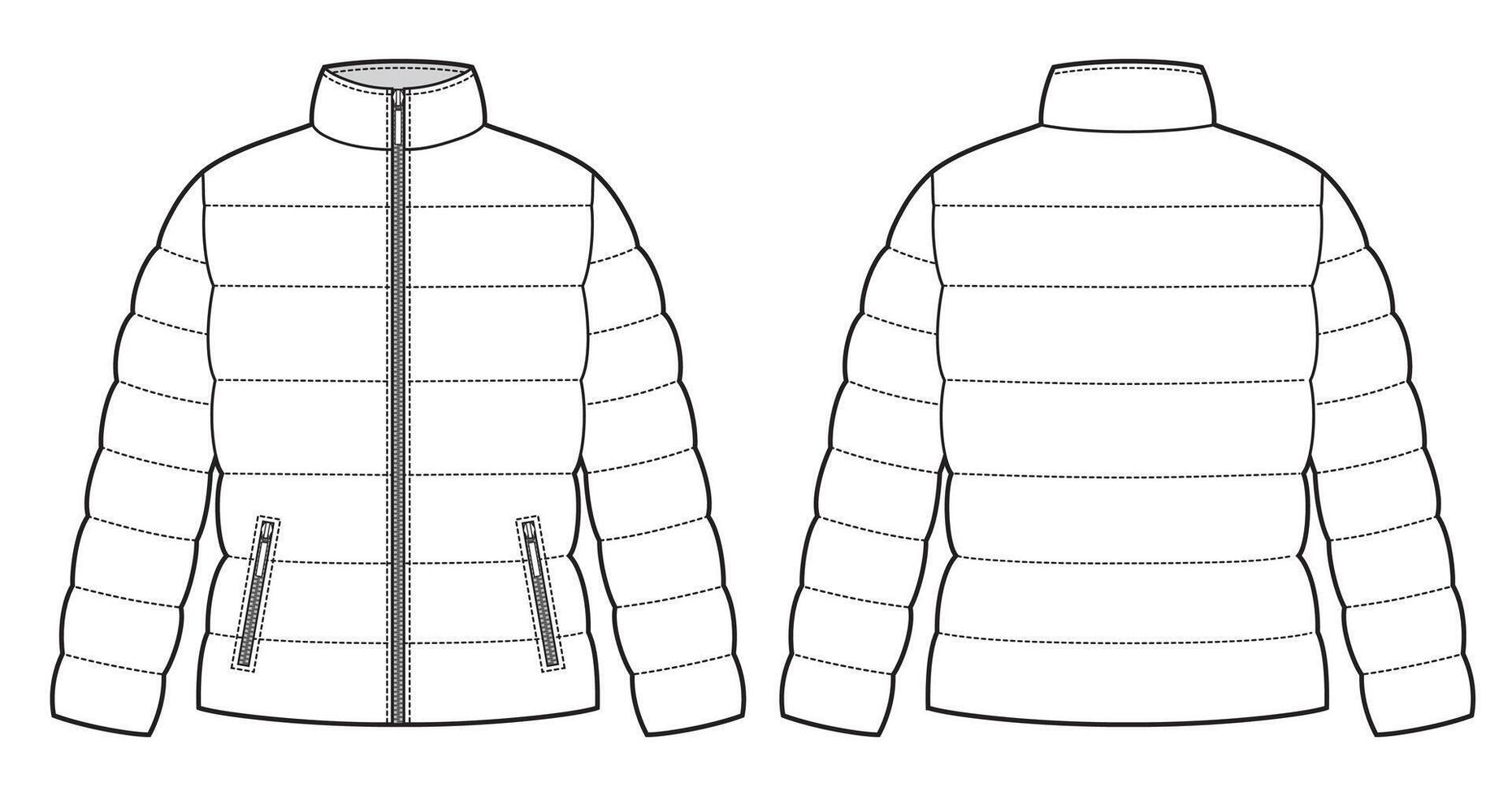 Womans down jacket short length, with drawstring at the waist vector