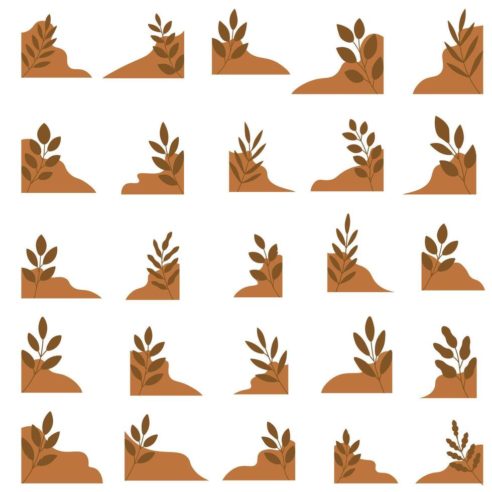 Stylized leaf and soil graphic patterns vector