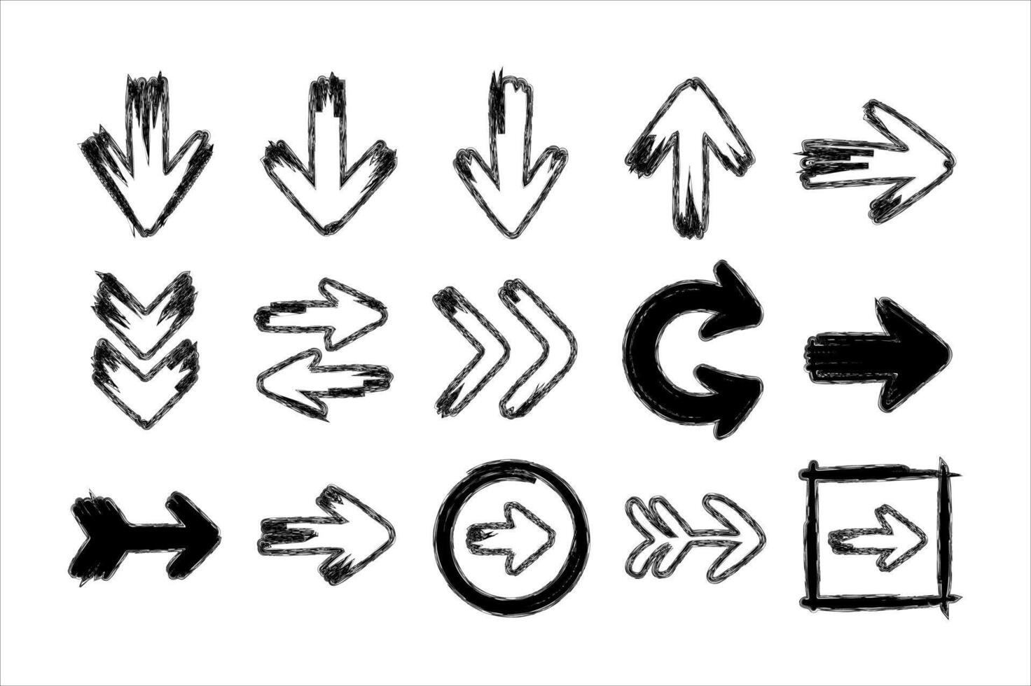 Collection of hand-drawn arrow shapes for design and navigation elements diverse styles vector