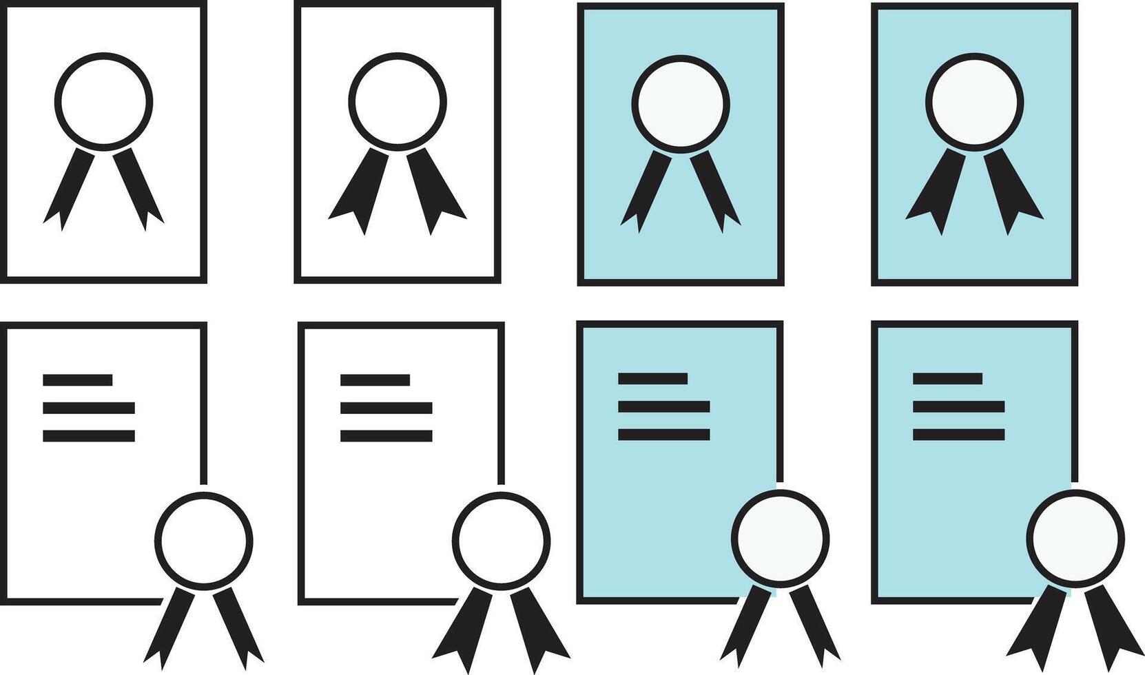 Set of certificate icons in different styles isolated on white background for design needs vector