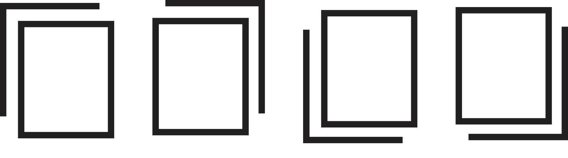 Four document icons in black and white, representing files or pages, isolated on white background vector