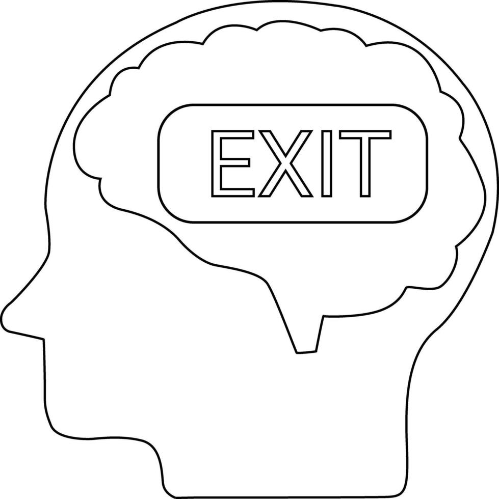 line icon of human brain head and exit button icon vector