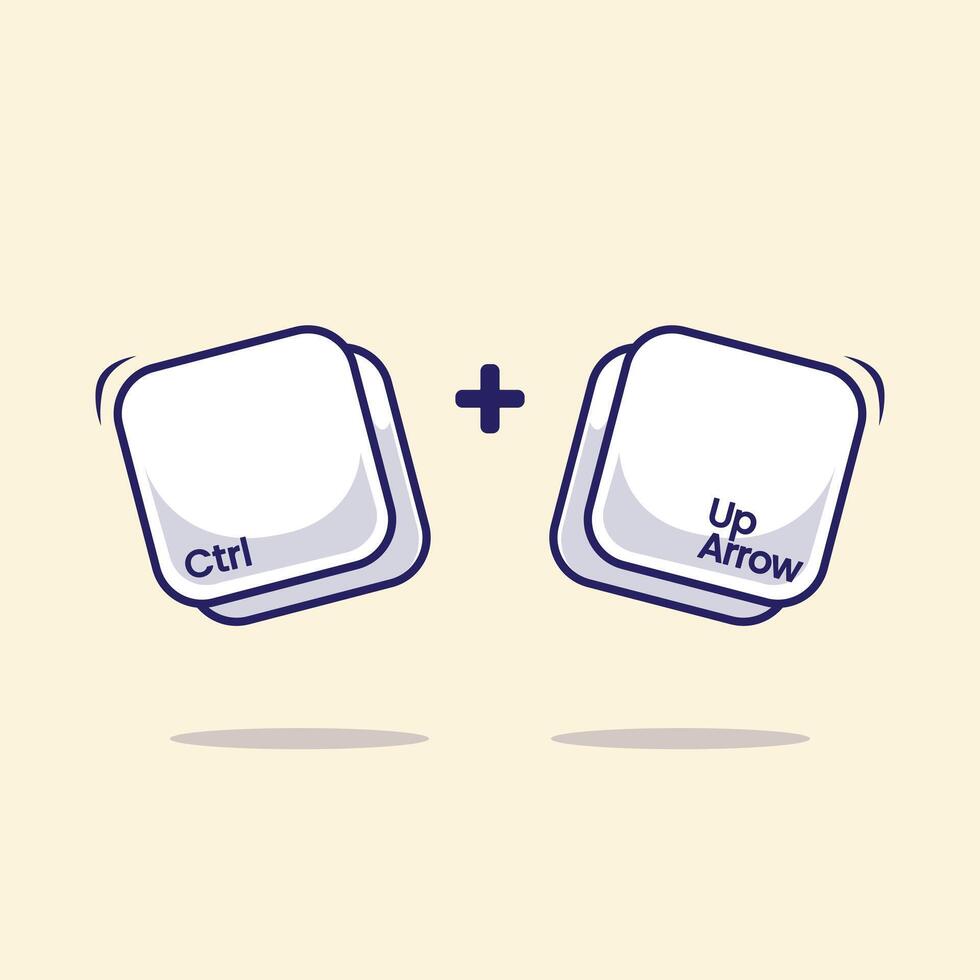 Kawaii shortcut combination of computer keyboard Ctrl and up arrow icon, sign, symbol for fast typing technology vector
