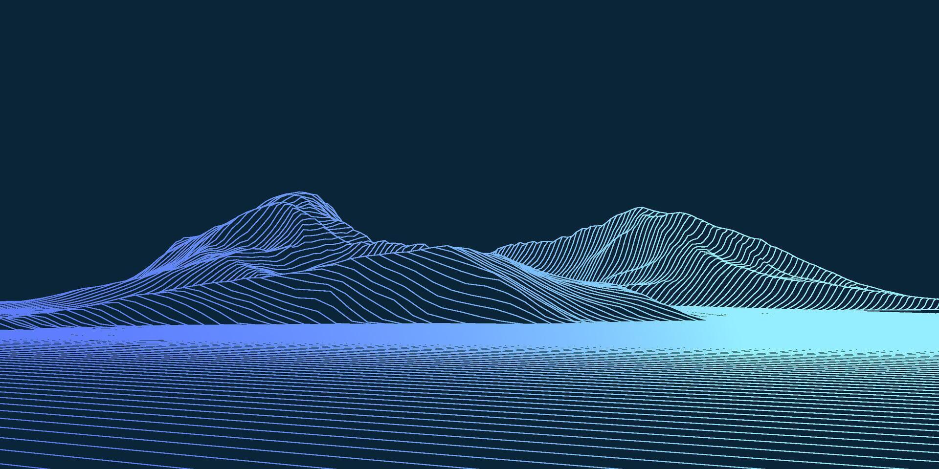 Technology background. Digital terrain cyberspace in the mountains with valleys. vector