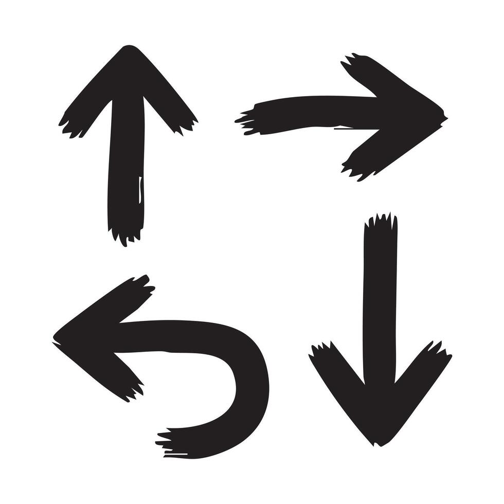 Hand Drawn Arrow Collection Artistic Directional Signs for Presentations and Designs Grungy and Expressive with Variations and Pointing Directions vector