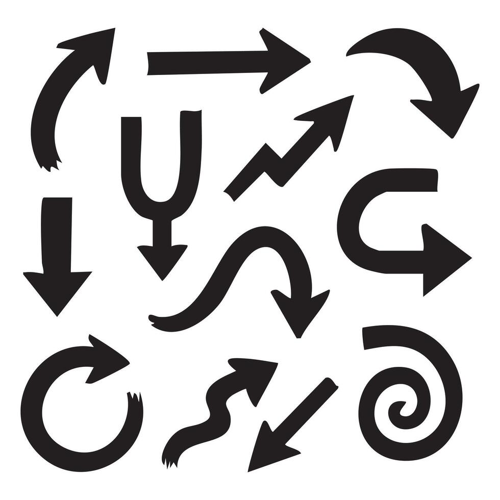 Diverse Arrow Set Artistic Collection Guiding Directional Cues Creative Visuals Pointing the Way Navigation Elements for Design vector