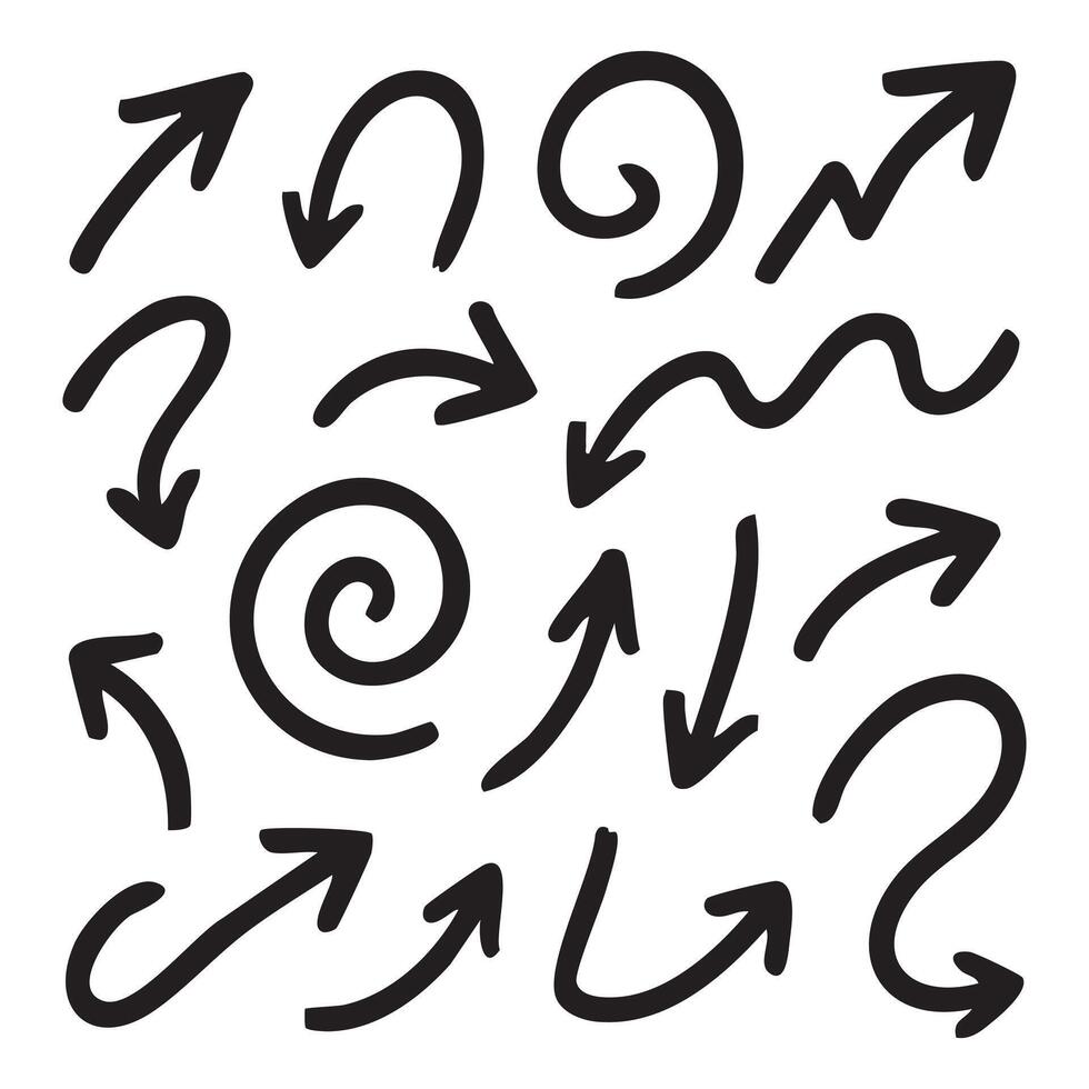 Diverse Arrow Collection Hand Drawn Graphic Resource for Design Projects Guidance and Directional Signage Artistic Flair and Emphasis vector