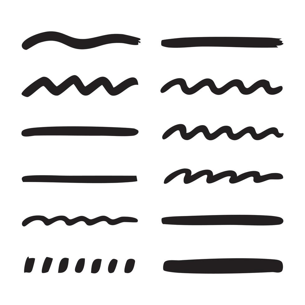 Hand Drawn Underlines and Scribbles Collection Creative Design Element Set Perfect for Emphasizing Text and Adding Artistic Flair to Projects vector