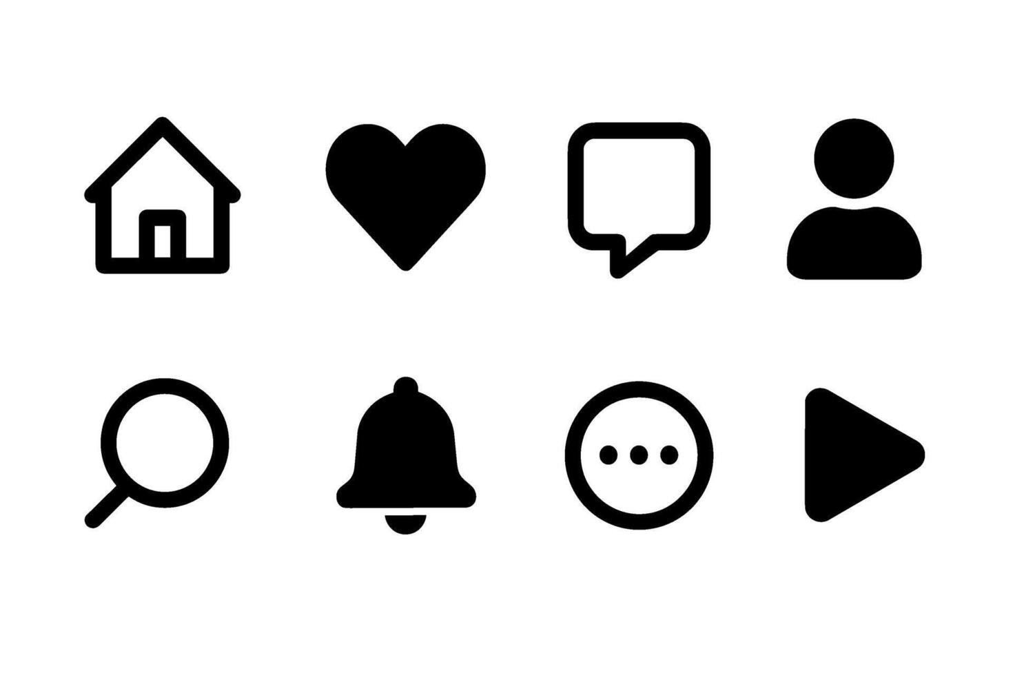 User interface UI icon set. line art symbols for web and mobile apps vector