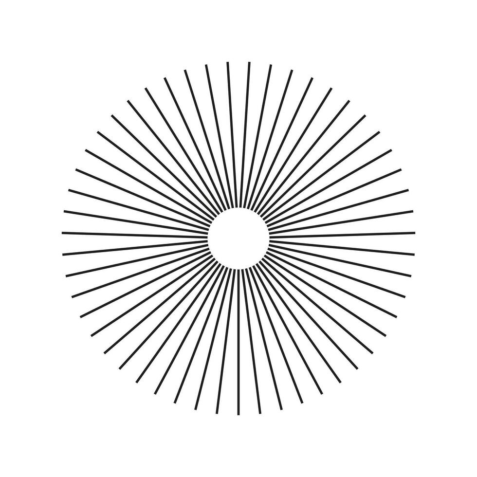 Spokes grid with radiating stripes. Round radial radiation lines. Star sun burst, rays. Circulars lines beams. Abstract geometric round shape pattern. vector