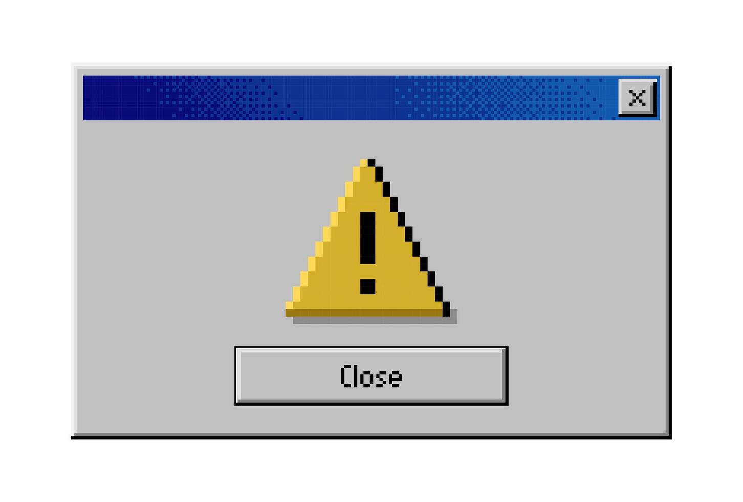 Retro browser window. Error browser window. Error frame. Error message window. Computer system warning vector