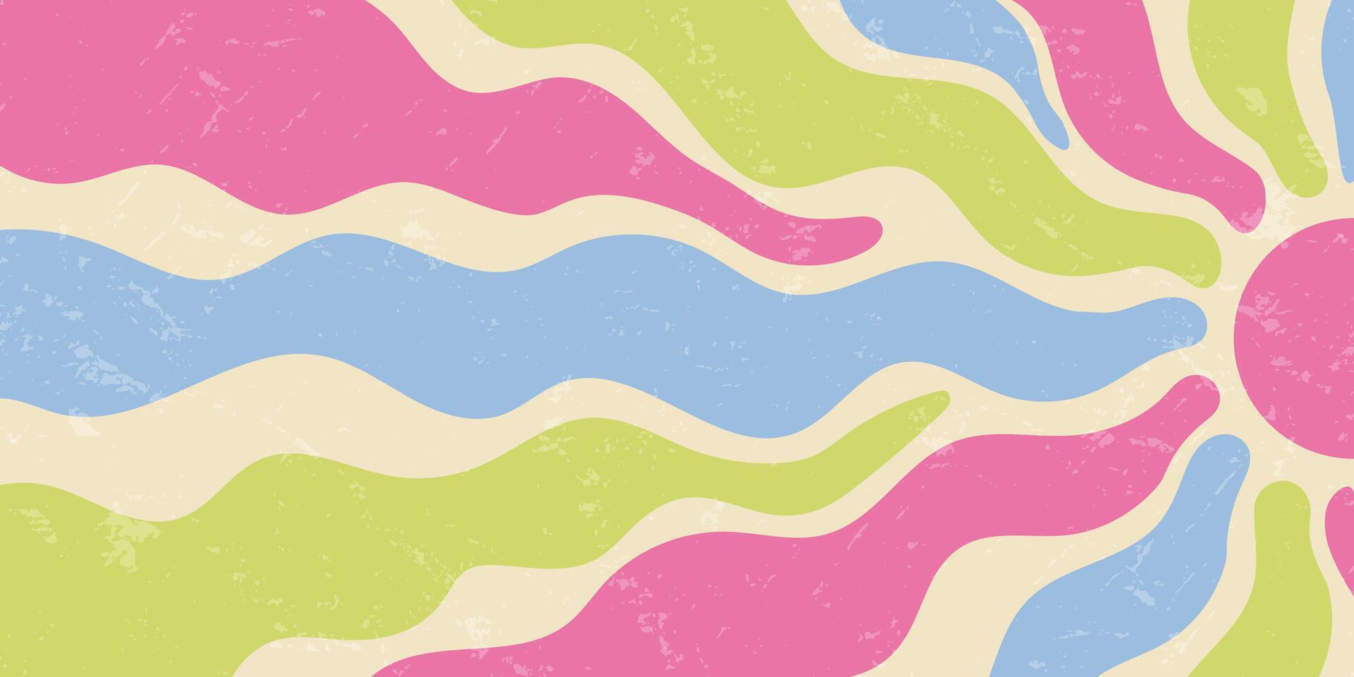 Groovy retro sun burst wavy background in funky abstract color with horizontal energy. Sunshine and sun bring bold grunge vibe and y2k style in a dynamic vibrant scene for trendy visuals. vector