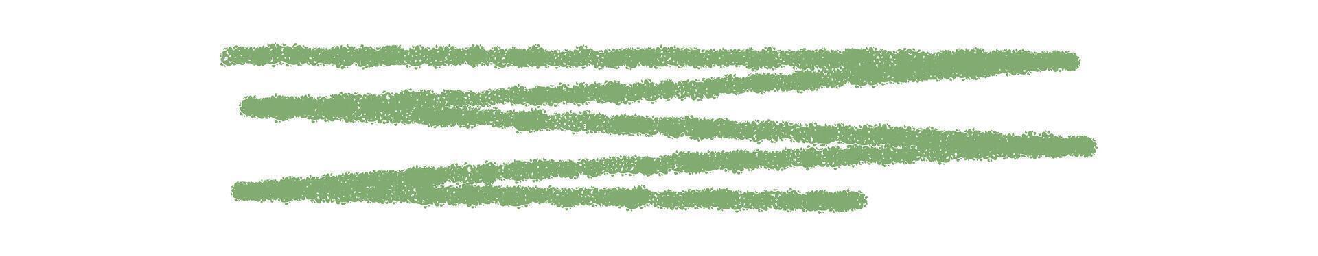 Green crayon underline in hand drawn sketch style. Pastel stroke with natural texture and highlight effect. Artistic line element adds graphic accent for note, text or creative message vector