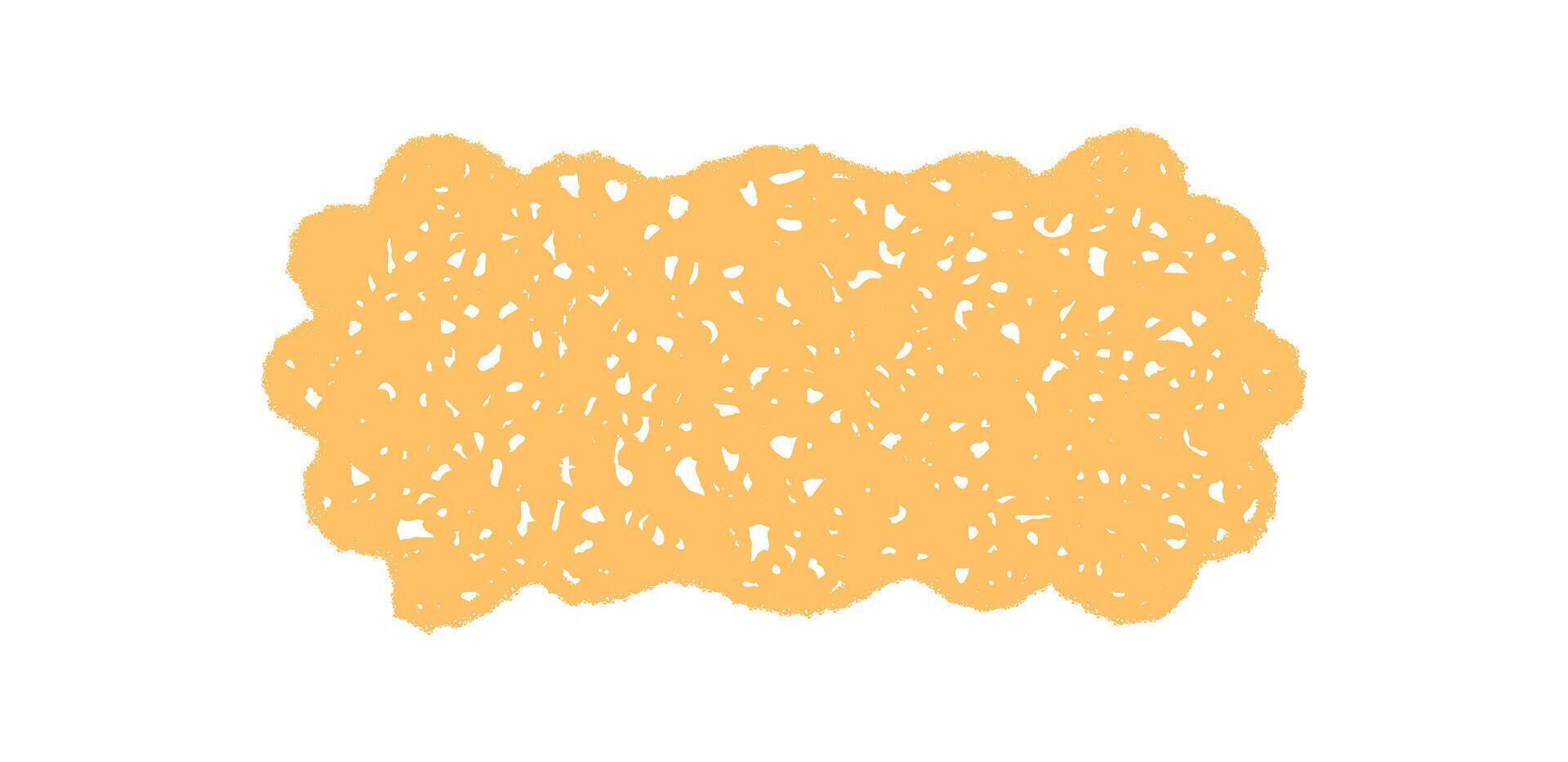 Groovy crayon hatched rectangle border sketch with funky wavy frame and retro shading. Background in light yellow chalk, y2k element as playful graphic for creative frame accents. vector