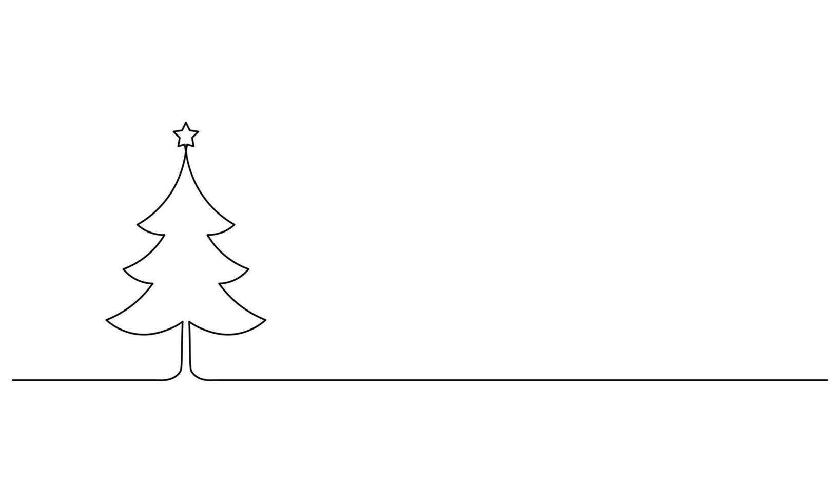Continuous line drawing of a Christmas tree in the snow. Minimalist style. vector