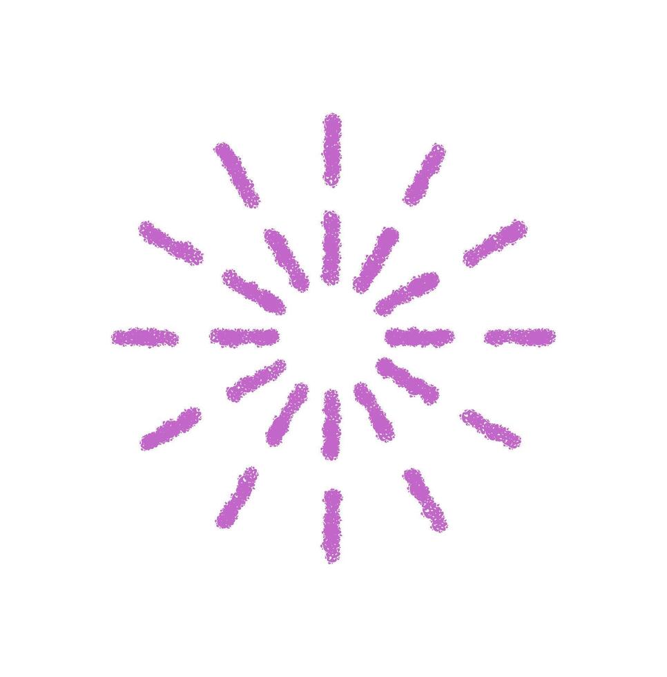 Pastel crayon firework burst creates a round starburst pattern element. Festive sparkle and explosion add magic and celebration, perfect for decor or ornament on creative backgrounds. vector