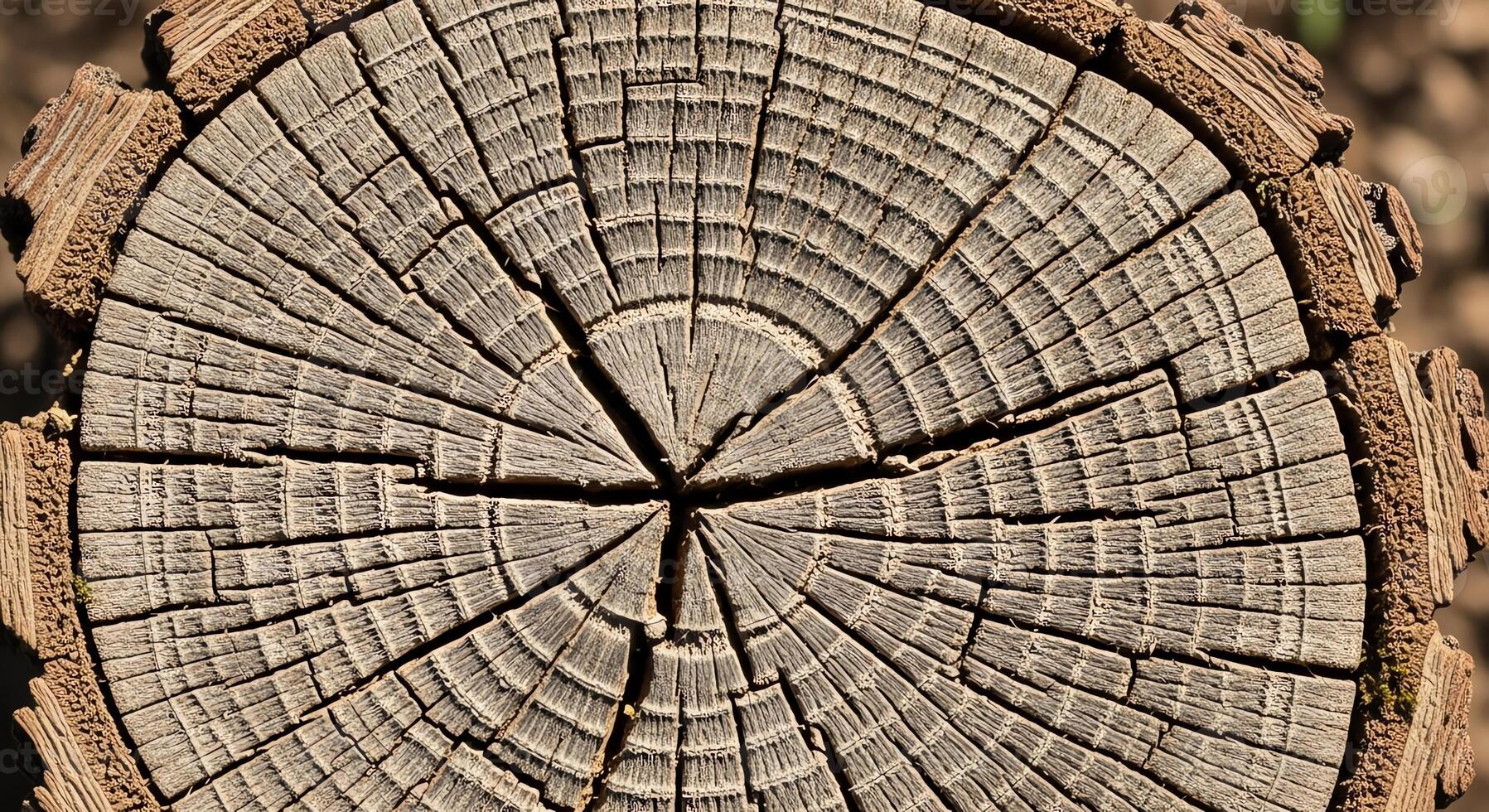Close up of a tree stump texture showing intricate rings and cracks Ideal for backgrounds rustic designs and nature themed projects photo