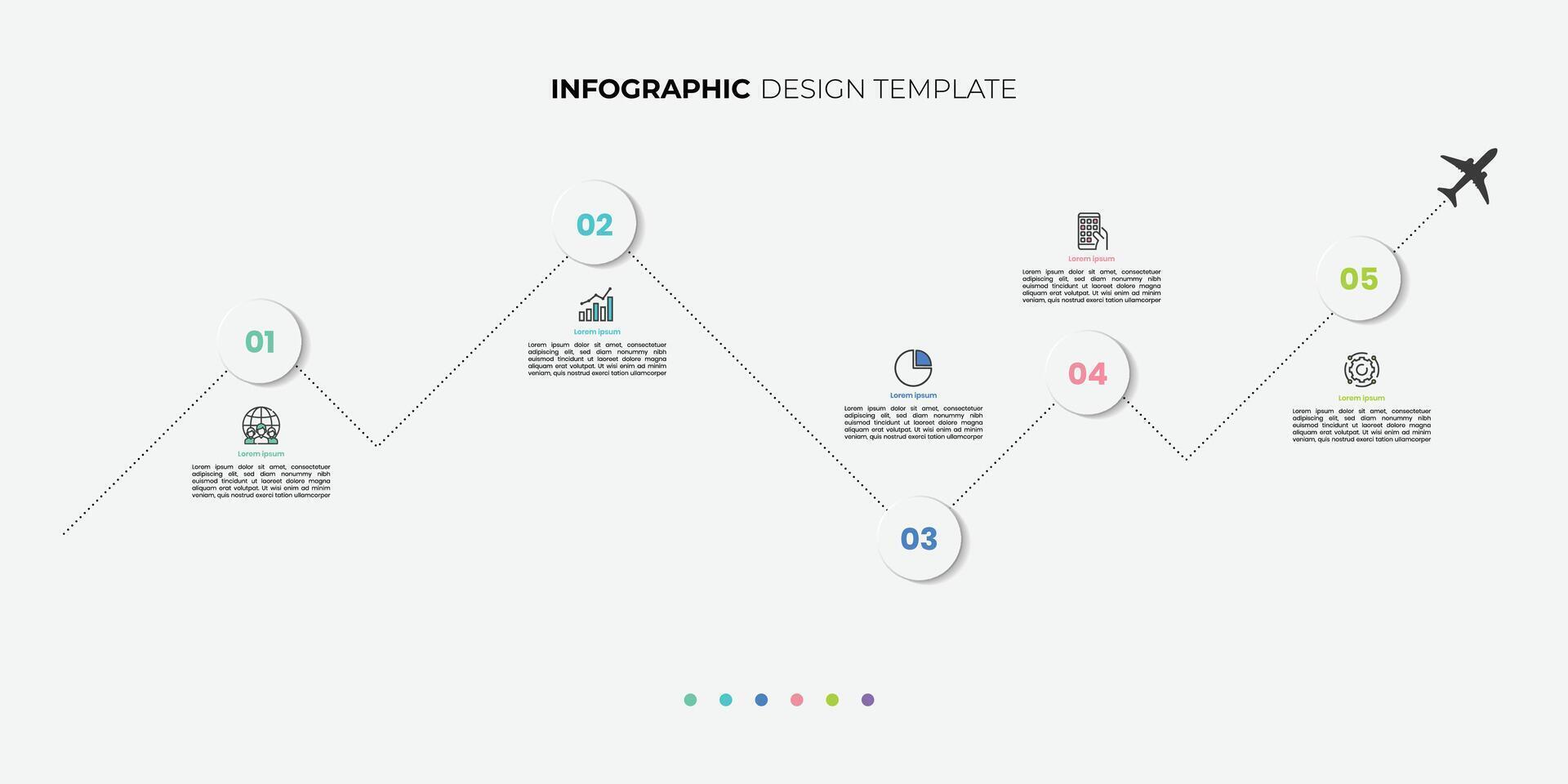Modern Infographic design template. Timeline concept with 5 steps. Can be used for workflow layout, diagram, banner, web design. illustration vector