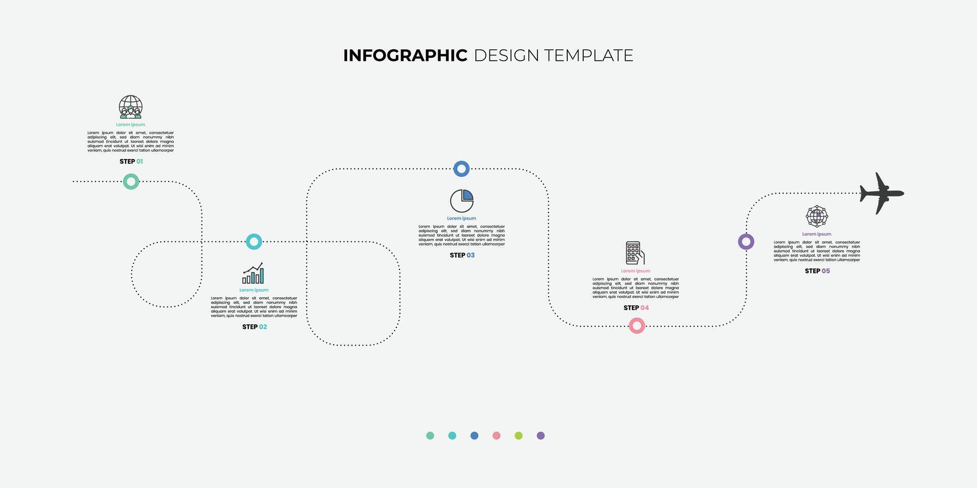 Modern Infographic design template. Timeline concept with 5 steps. Can be used for workflow layout, diagram, banner, web design. vector