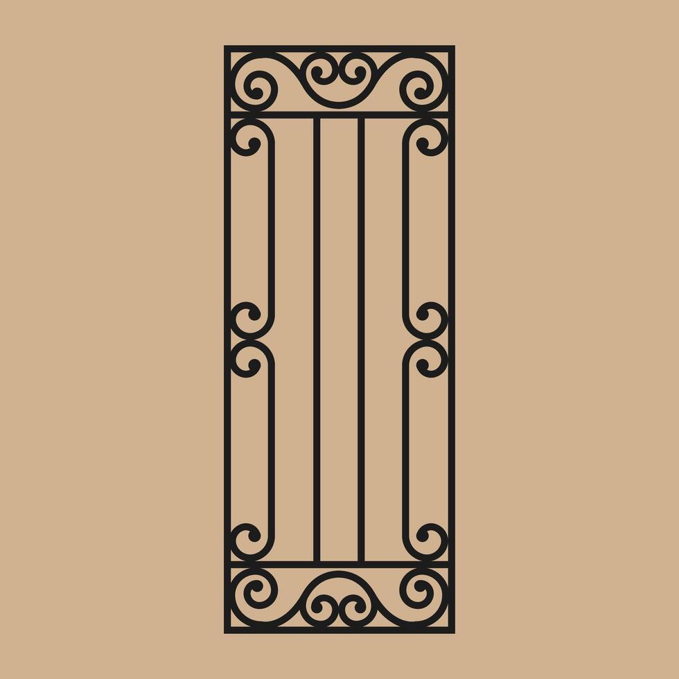 Wrought iron with classic scrollwork. Ornate metalwork design. Abstract geometric pattern. vector