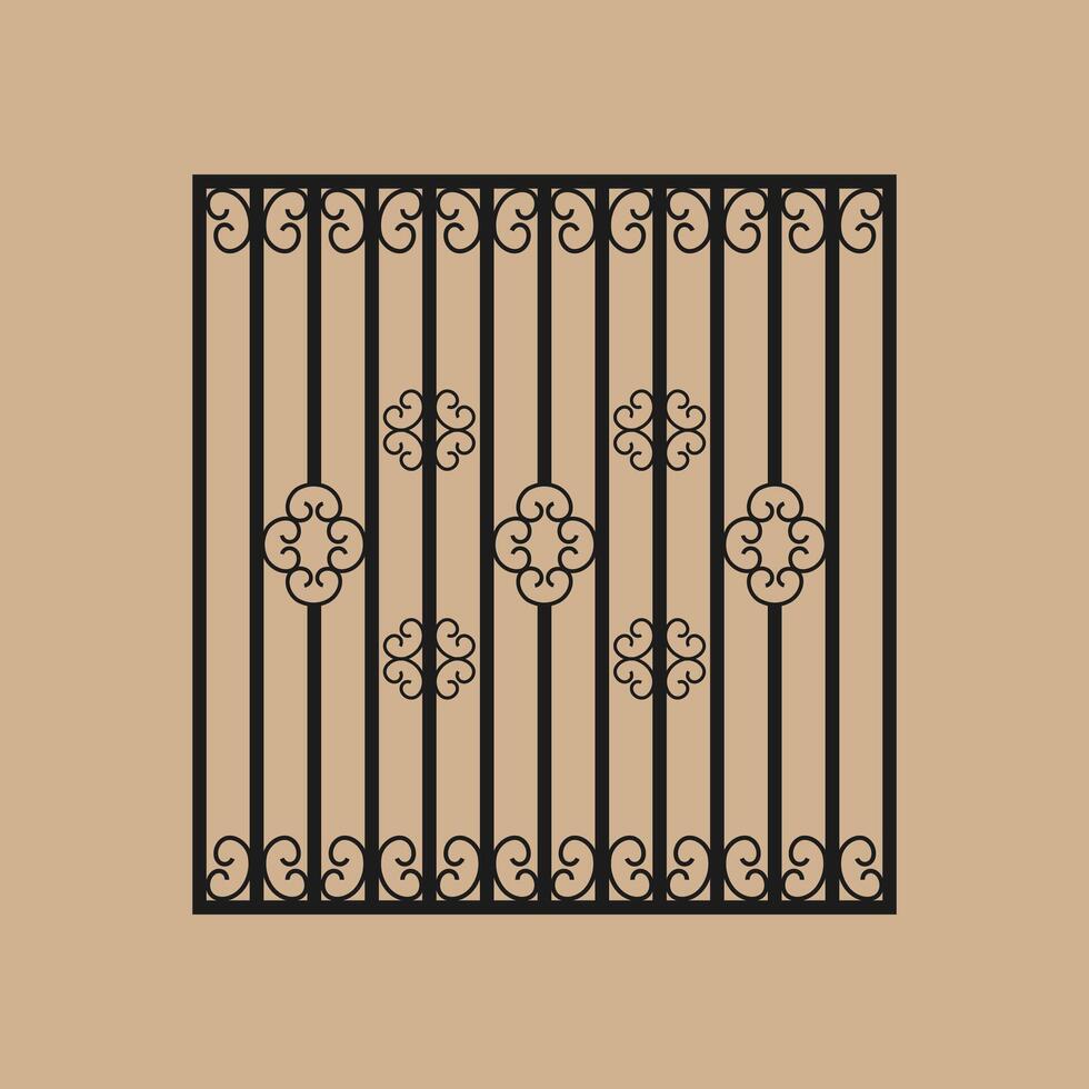 Wrought iron fence with classic scrollwork. Ornate design. Abstract geometric pattern vector
