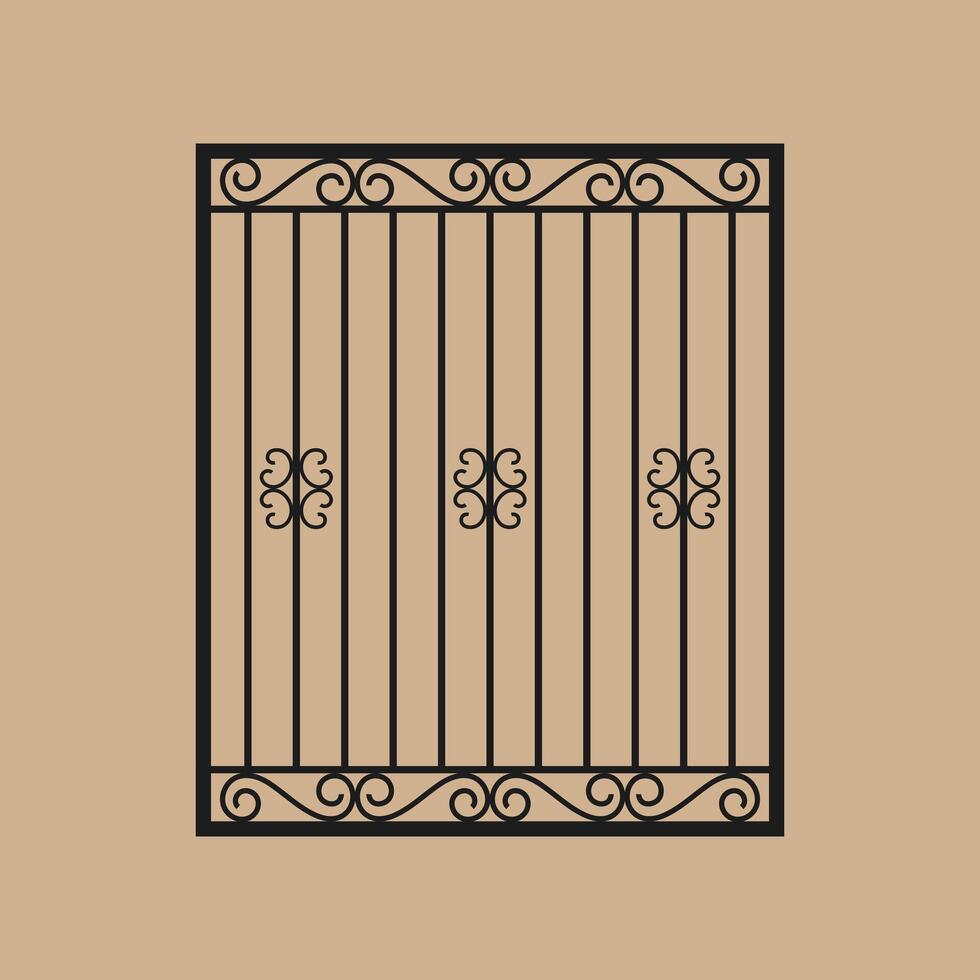 Wrought iron fence with classic scrollwork, Abstract geometric pattern. vector
