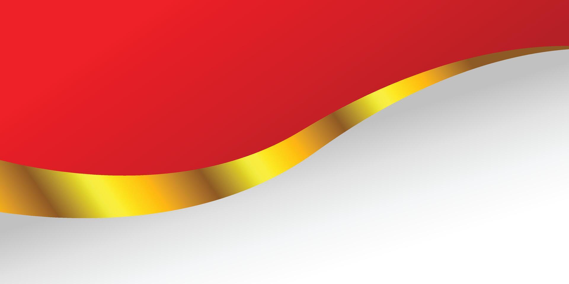 Red And White Design With Gold Line In The Middle Background vector