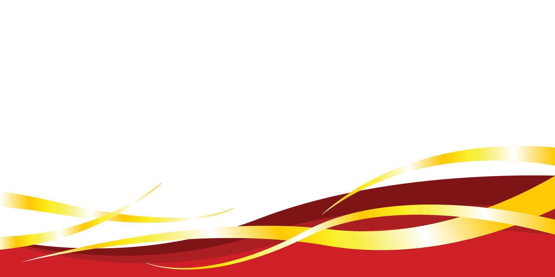Red Wave Design With Gold Line And Flat Background vector