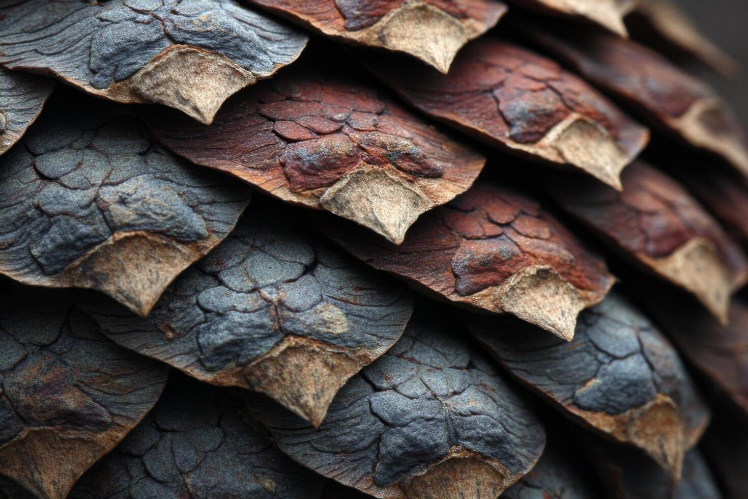 A close up of a pine cone with many different colors photo
