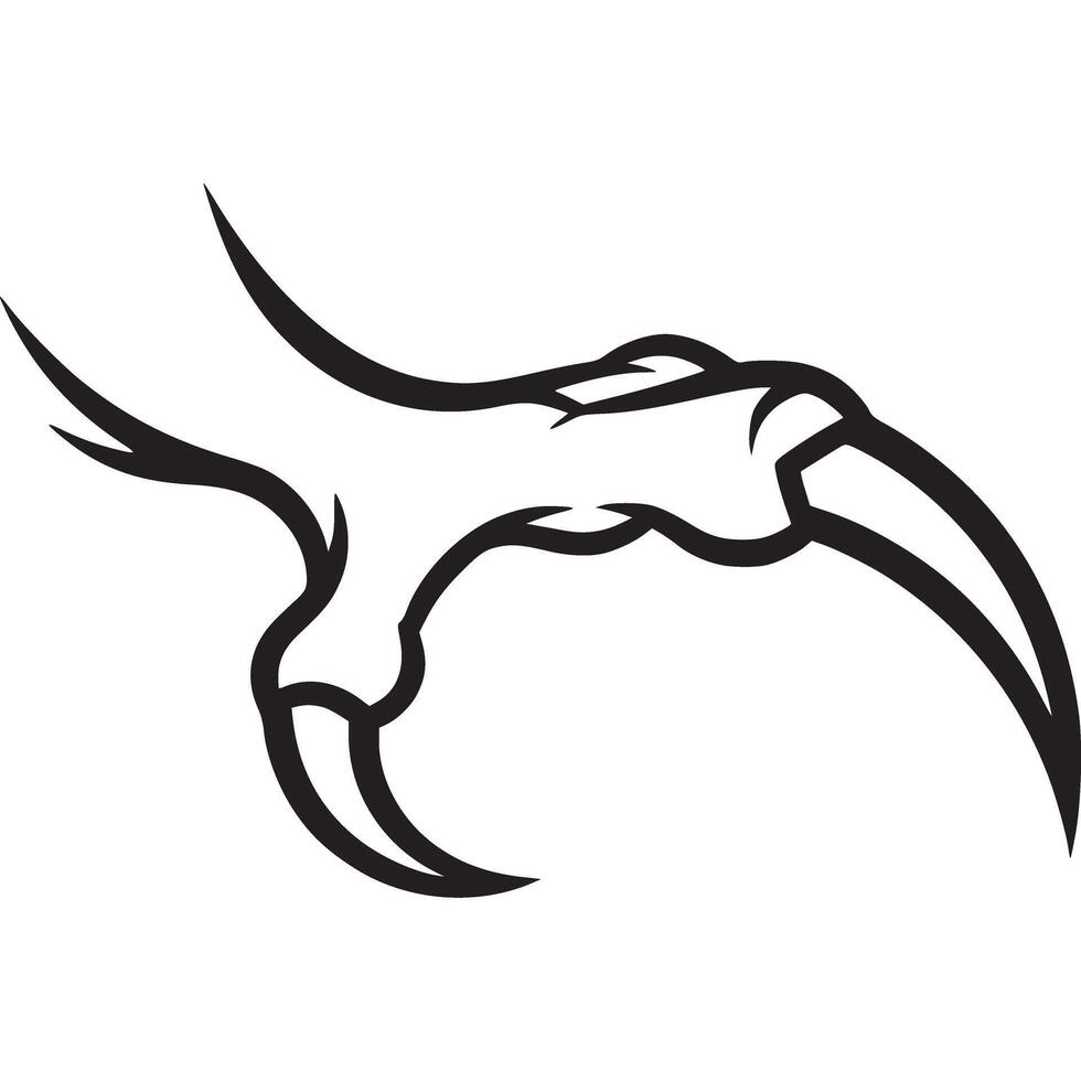 A black and white illustration of a claw with a long sharp point vector