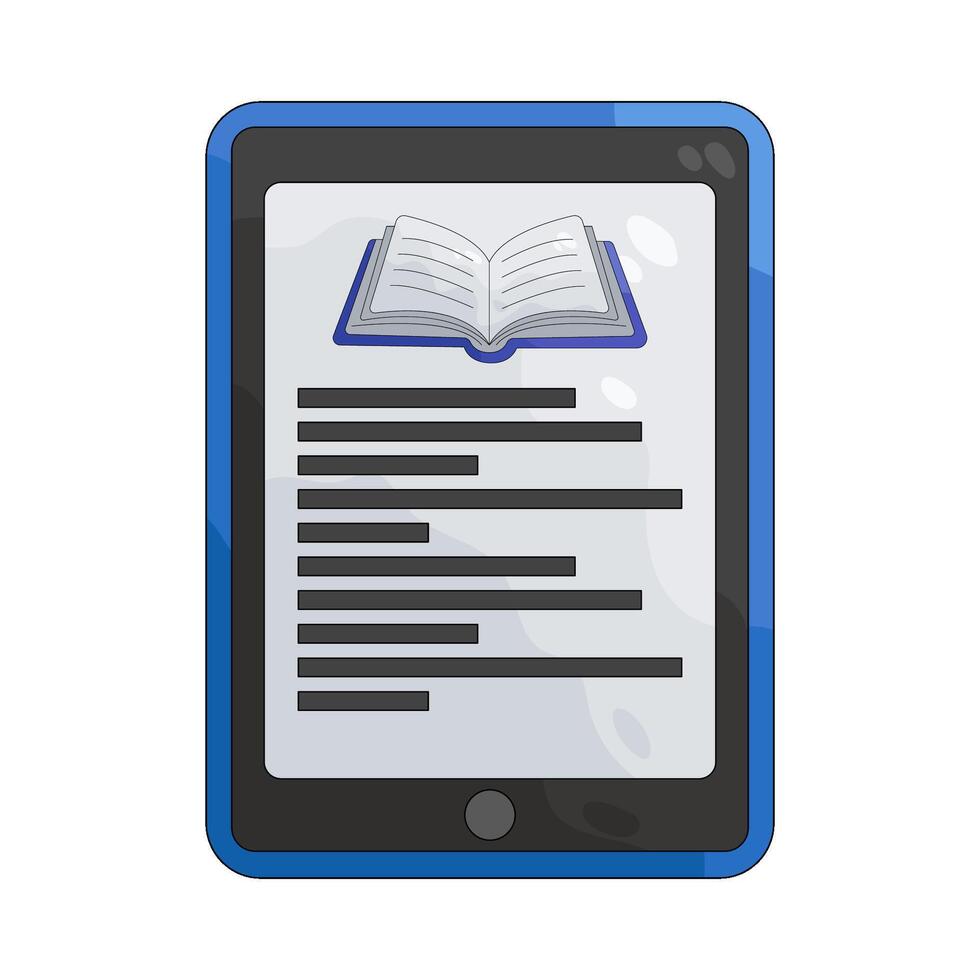 Digital tablet with open book illustration vector
