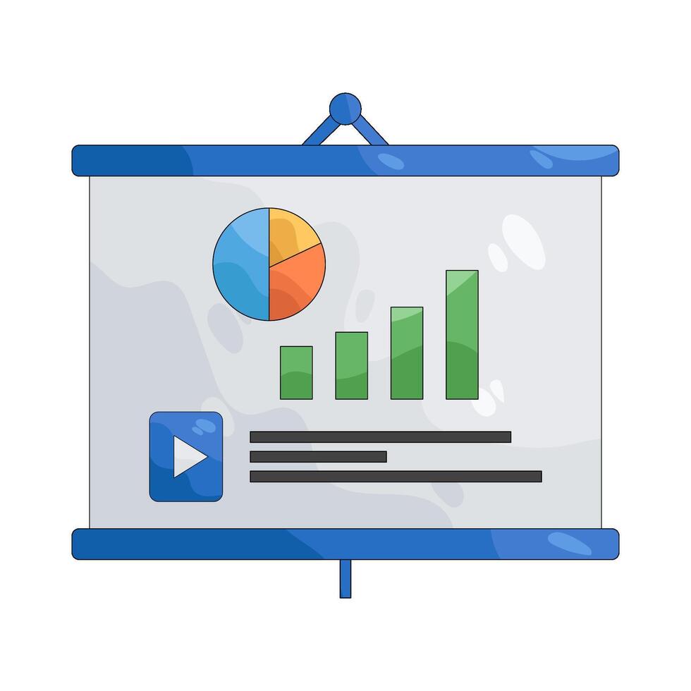 Illustration of Presentation Board With Pie Chart and Bar Graph vector