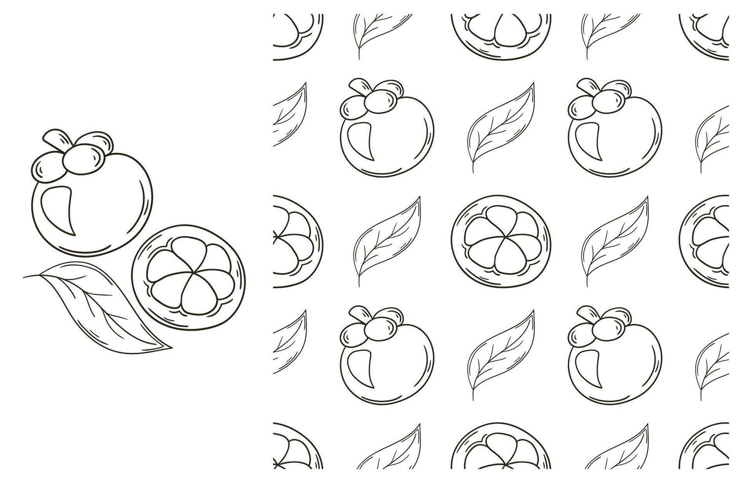 A fruit pattern and a leaf pattern vector