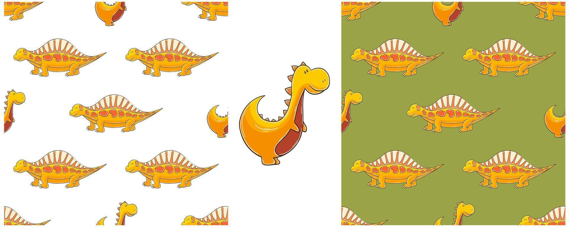 A set of patterns with dinosaurs on them vector
