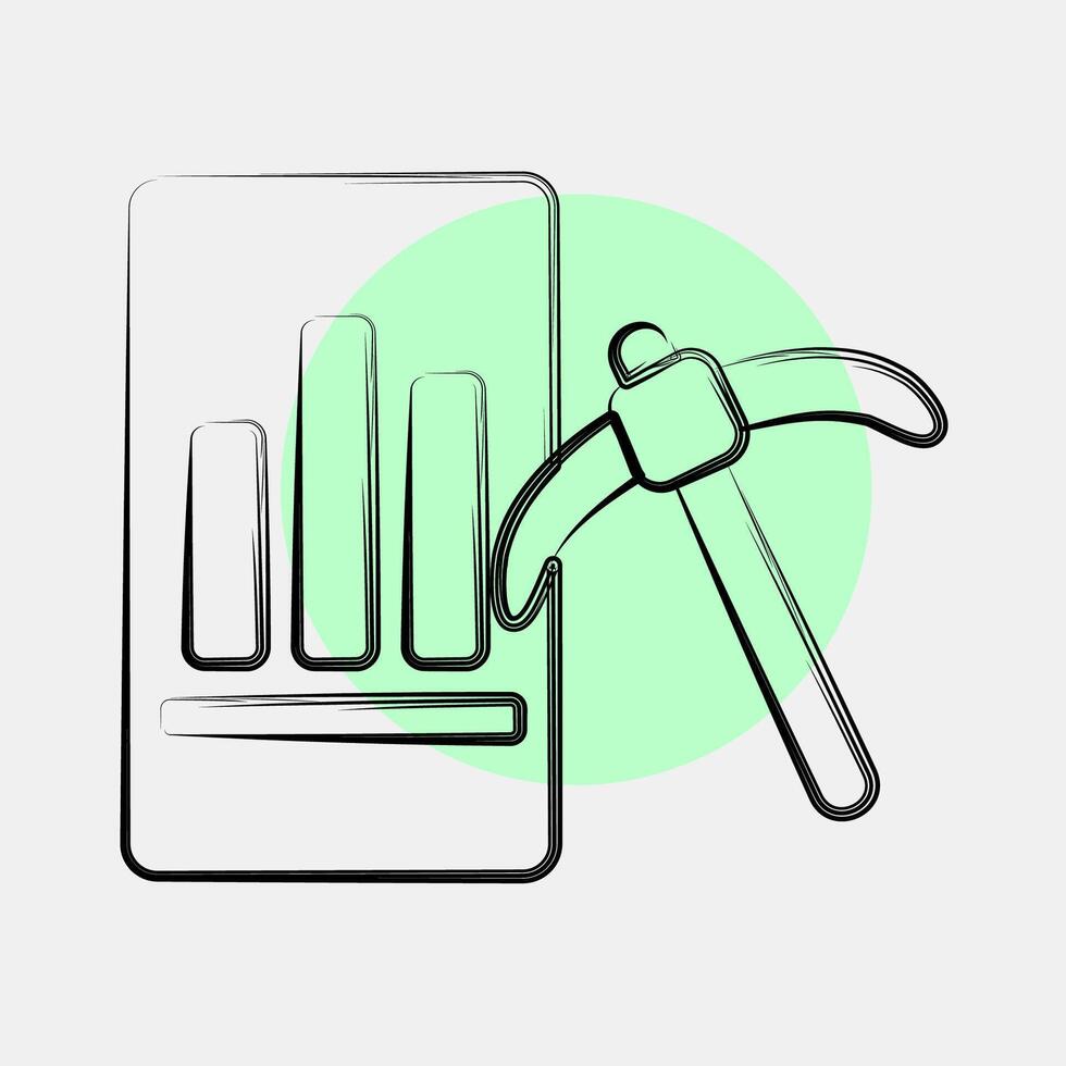 icono datos minería. oro minería elementos. icono en color Mancha estilo. vector