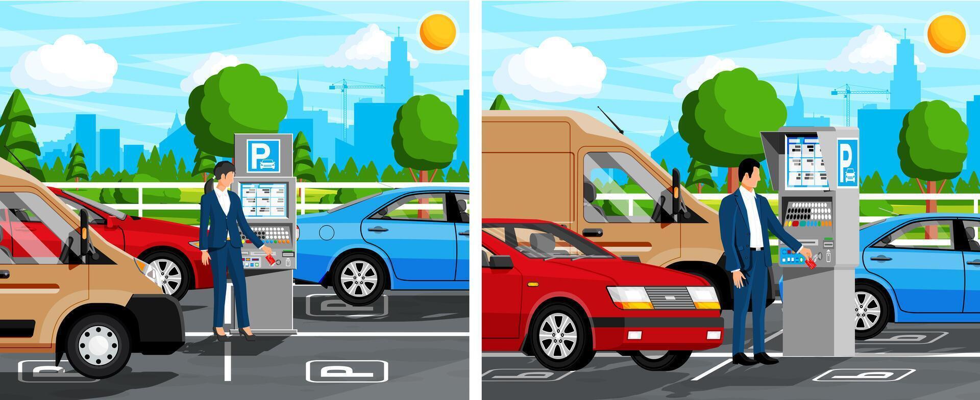 Parking meter in urban area vector