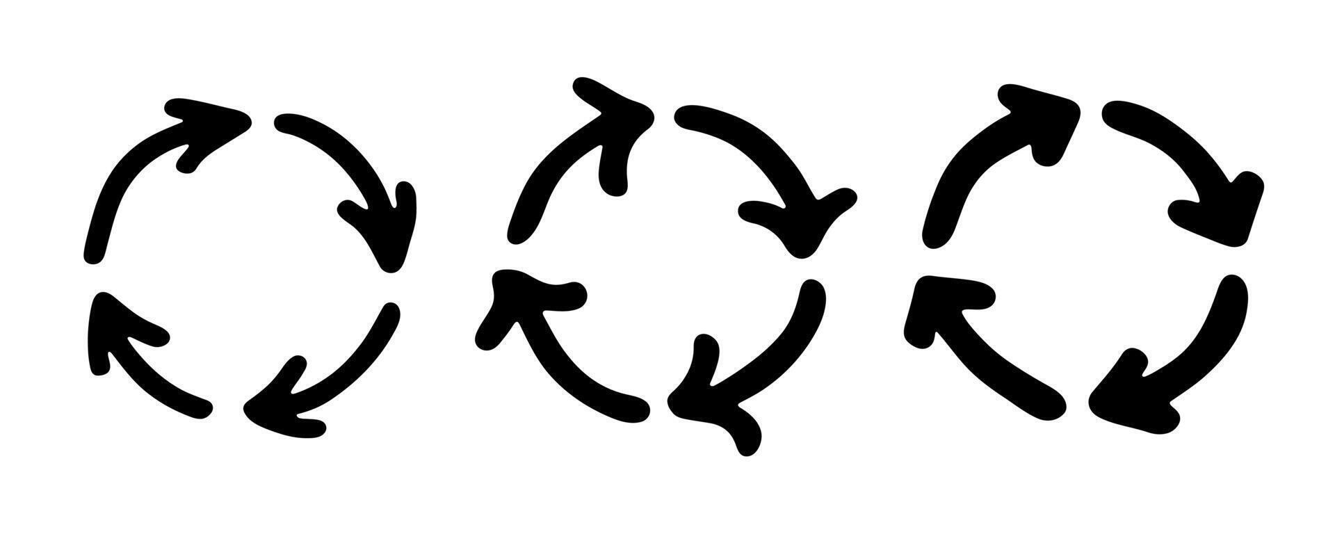 natural emblem Set of hand drawn recycle arrow icon Recycling resources symbol Reuse of materials, zero waste, green environment, saving the planet vector