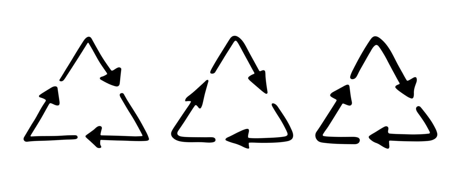 natural cycle Set of hand drawn recycle arrow icon Recycling resources symbol Reuse of materials, zero waste, green environment, saving the planet vector