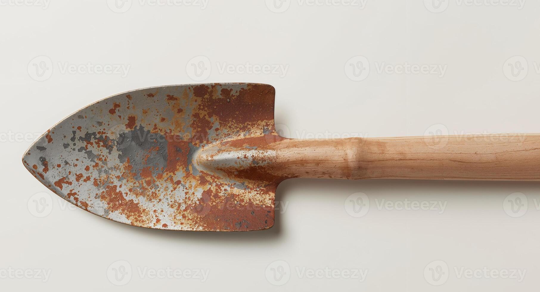 Weathered Tool Rustic Implement with Textural Corrosion and Simple Wooden Handle. photo