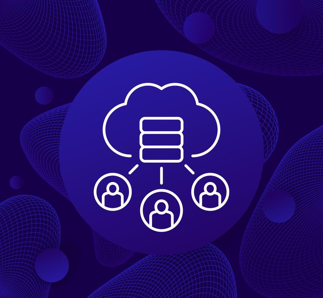 usuario datos en un nube icono, línea diseño vector