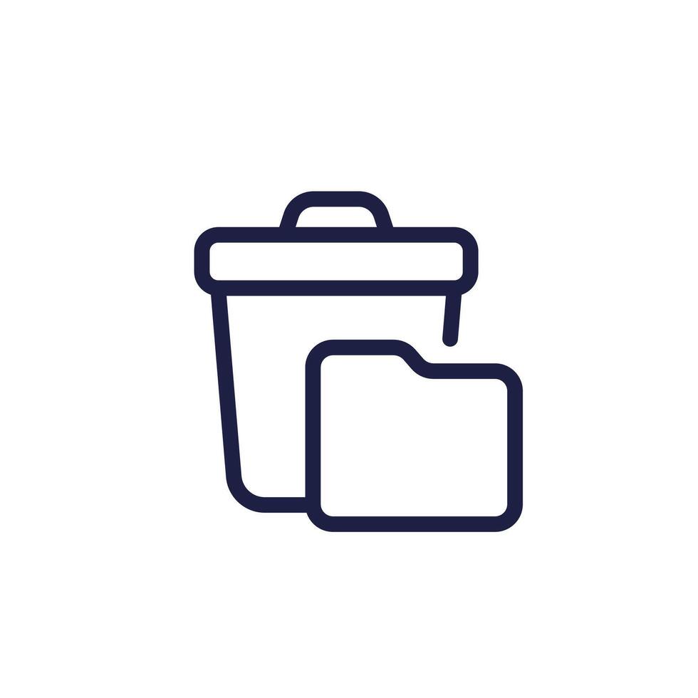 deleted file folder line icon with a recycle bin, vector